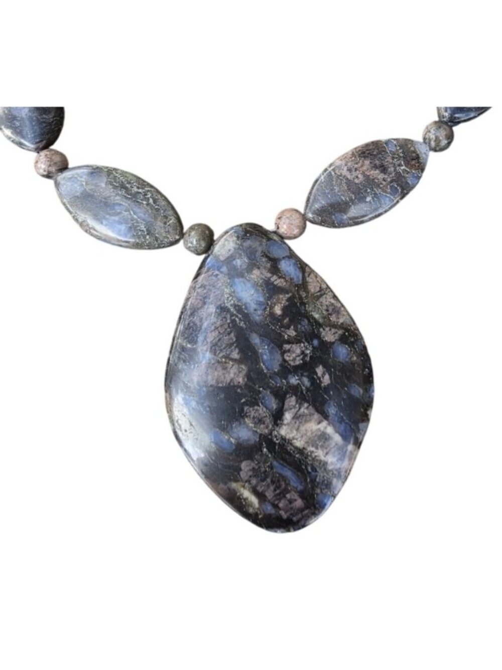 Jay King HSN Mine Finds Blue & Gray Stone Beaded Necklace Sterling With Box - Picture 3 of 5